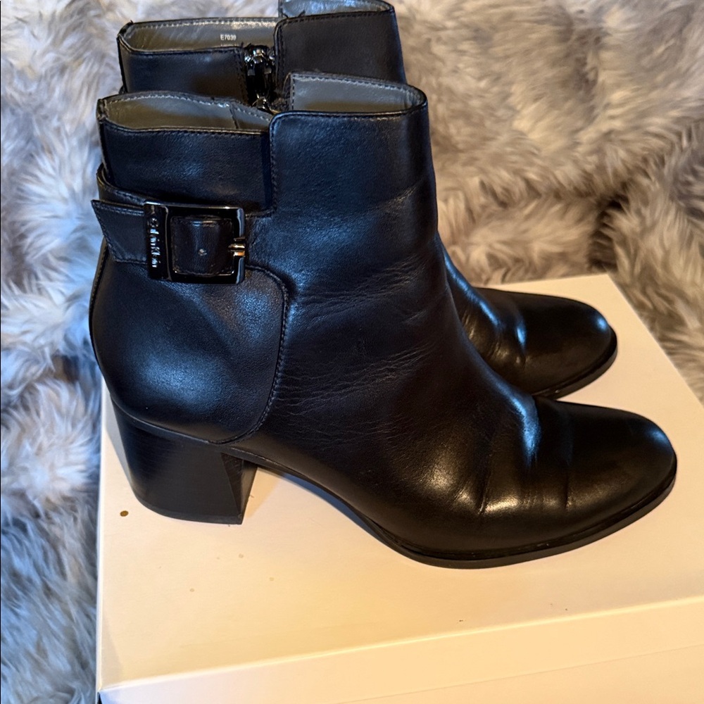 Calvin Klein Black Leather Ankle Booties